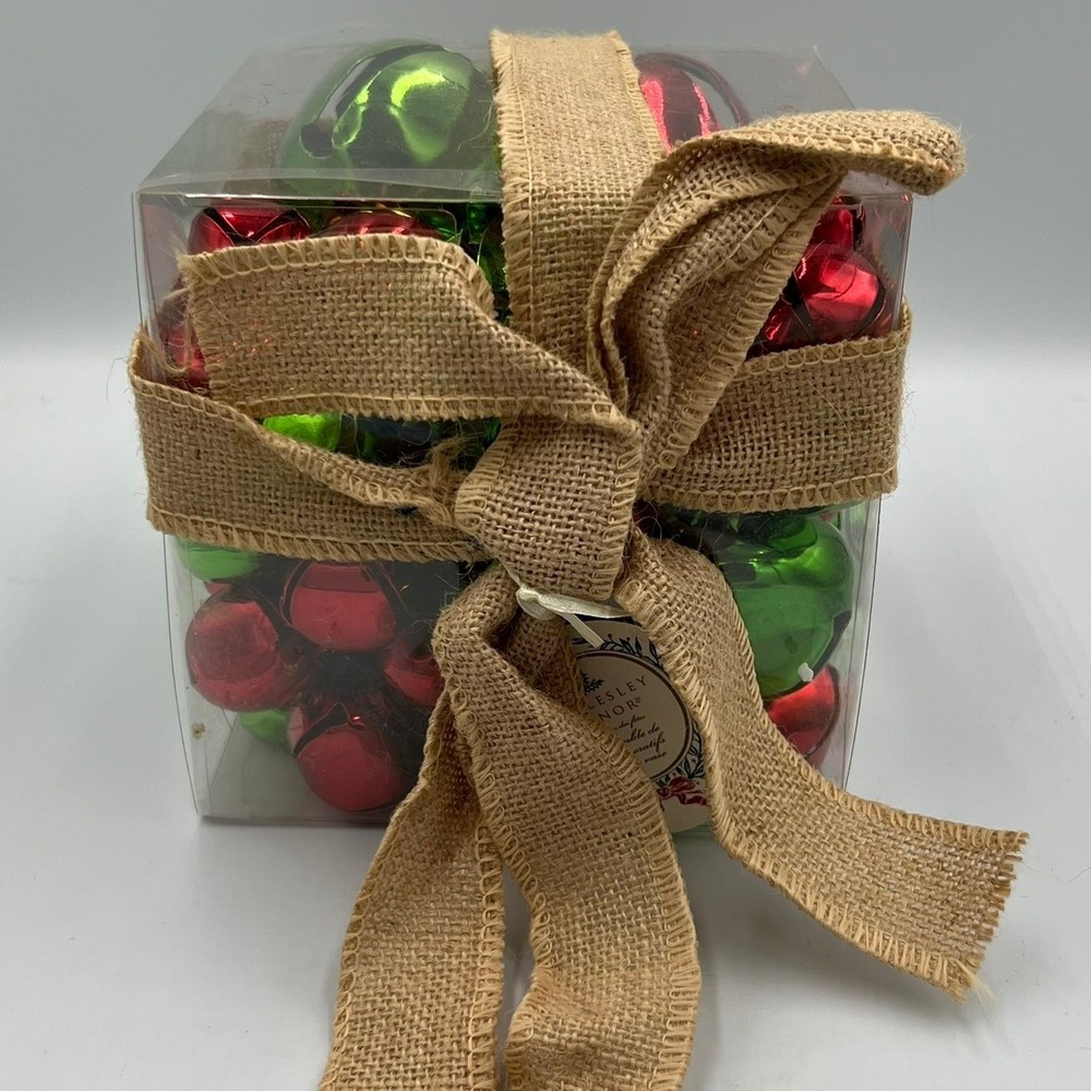 Wellesley Manor Jingle Bell Fillers Red Green NWOT 58pc Burlap